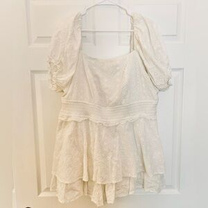 Arula Cream Summer Eyelet Romper